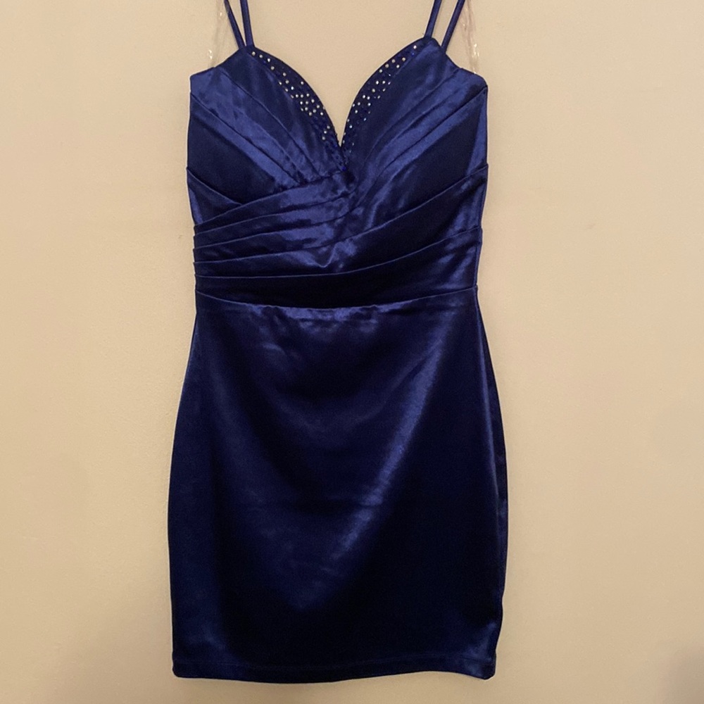 NWT Windsor dress blue sweetheart neck with gems back zipper spaghetti straps